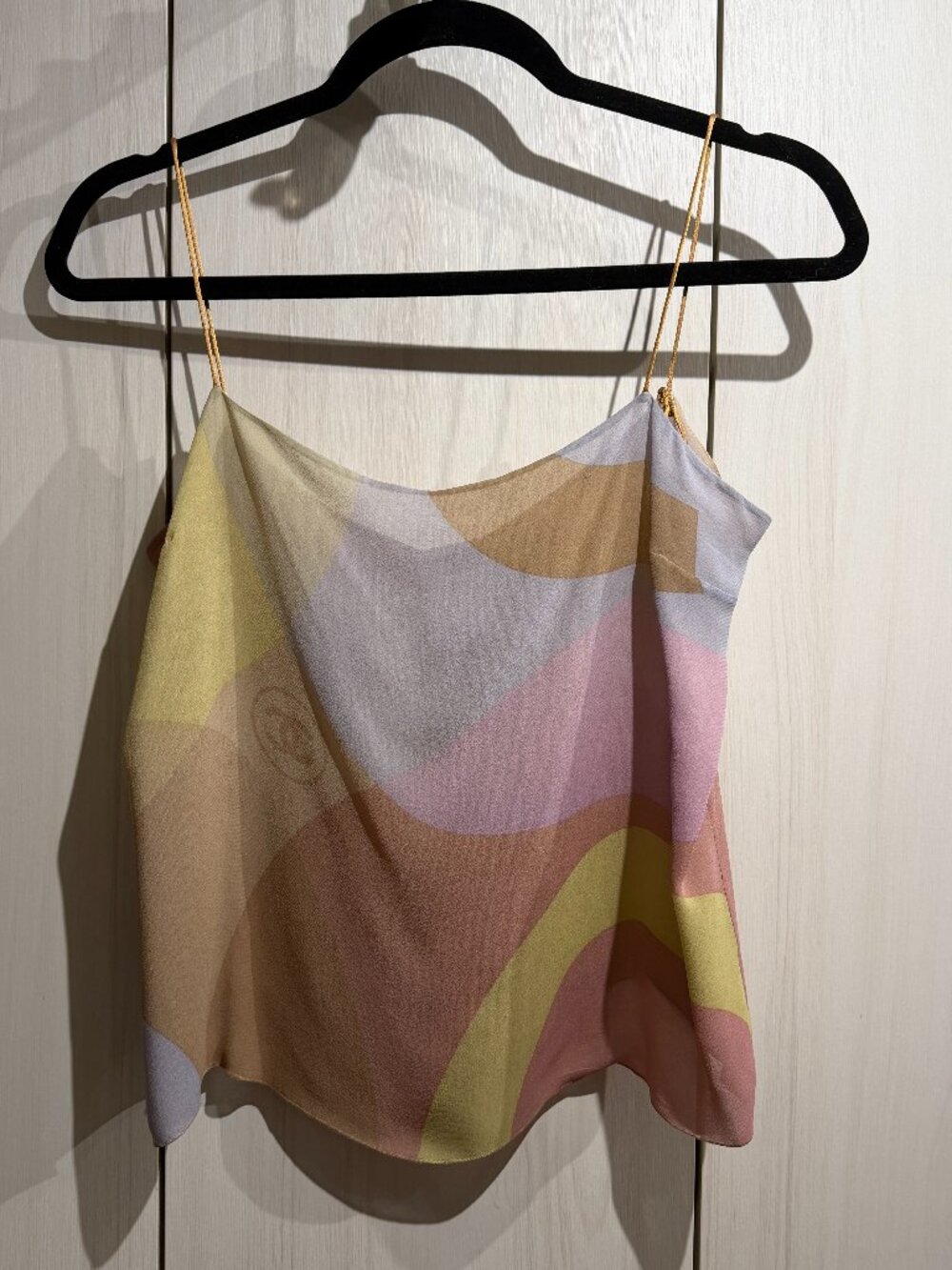 Chanel pastel abstract wave print silk camisole tank top 100% silk